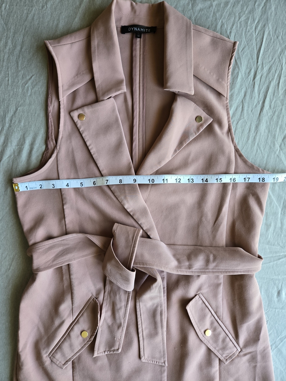 Dynamite Dusty Pink 2-in-1 Sleeveless Trench Coat Dress Size Medium - Picture 3 of 9